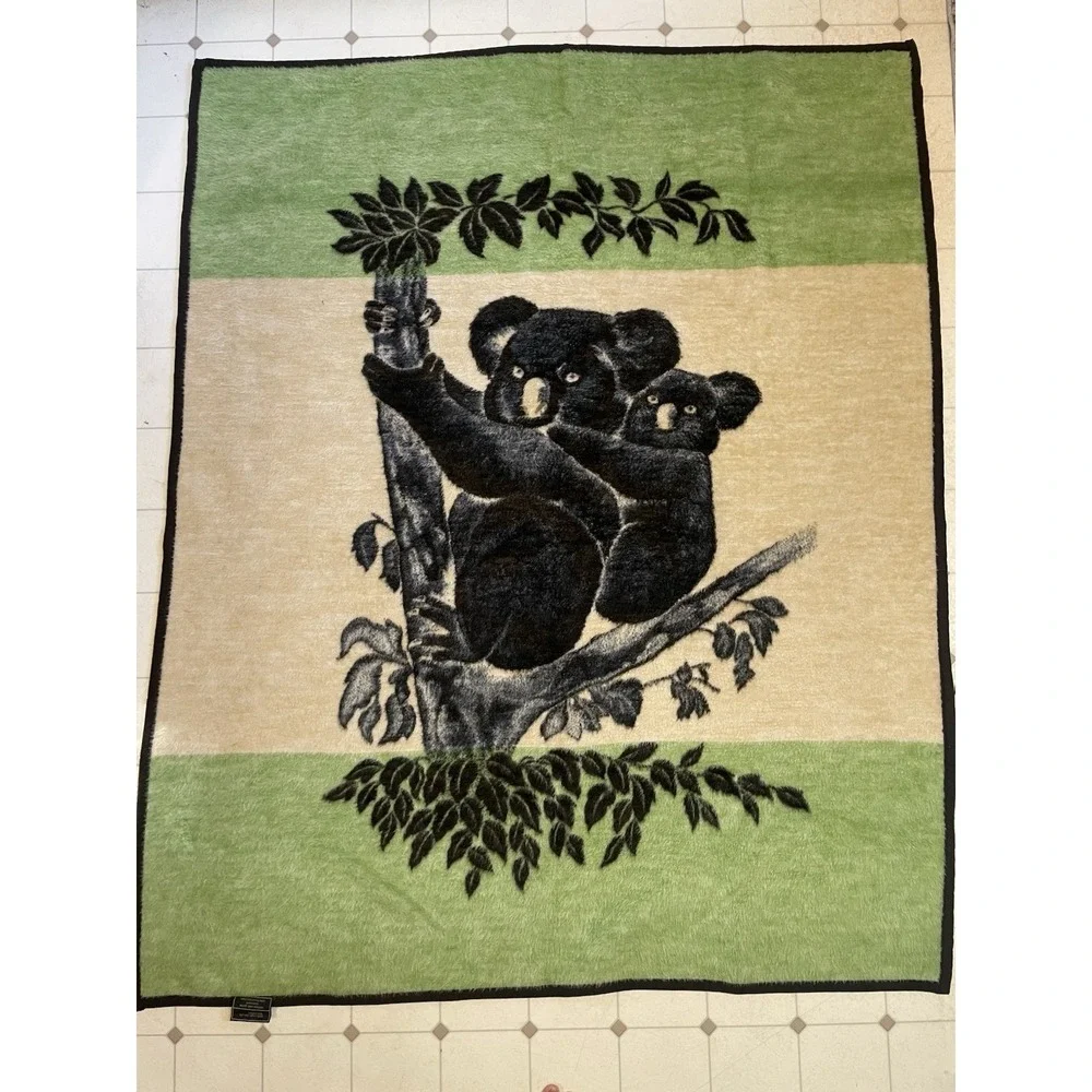 Vintage Koala Bear Blanket Nature Acryl Velours Germany Thick 56x68 Animals